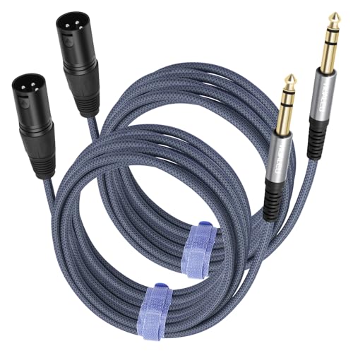 HUALEU10Feet 1/4 TRS to 3Pin XLR Male Auido Cable,6.35mm TRS to XLR 3pin Male Braid Quarter inch Balanced Cable for Mixer Power Amplifier-2Pack - color: 1/4 TRS To XLR M, size: 10 feet(2 pack)