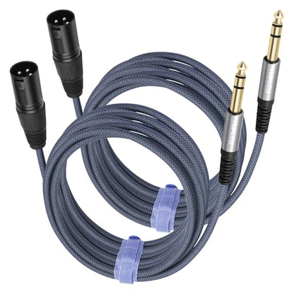 HUALEU10Feet 1/4 TRS to 3Pin XLR Male Auido Cable,6.35mm TRS to XLR 3pin Male Braid Quarter inch Balanced Cable for Mixer Power Amplifier-2Pack - color: 1/4 TRS To XLR M, size: 10 feet(2 pack)