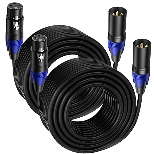 2 Pack, 50 FT XLR Male to Female Cable,Professional Balanced Microphone LeadExtension Mic Cable, Pure Copper & DualShielding, Compatible with Microphones,Mixers, Speakers, and Large Stage DMXLighting - size: 50 FT, style: Black 2 Pack