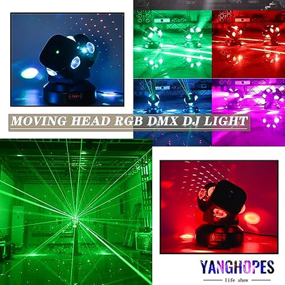 Moving Head DJ Light DMX Strobe Light with Sound Activated Party RGBW LED Beam Lights Lighting Equipment for Events DJ KTV Disco Wedding Concert (8LED DJ Light w/Special Light) - color: 8LED Professional DJ Light w/ Special Lights