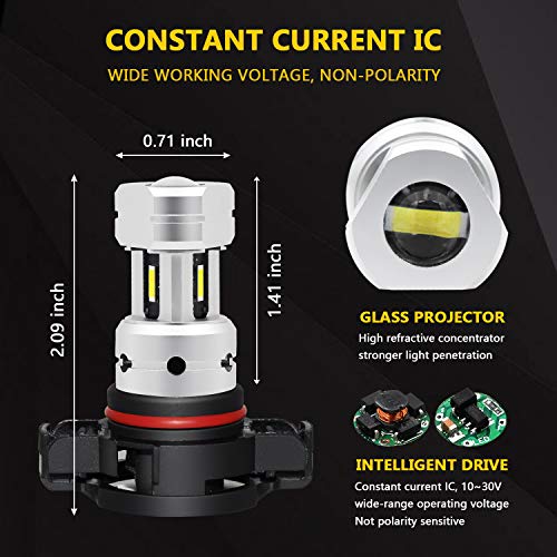 2504 PSX24W LED Fog Light Bulbs, 6000K Xenon White, 2 Pack | 3800 Lumens Super Bright, 12276 Fog Bulb, Daytime Running Lights for Car, Truck, SUV - color: White