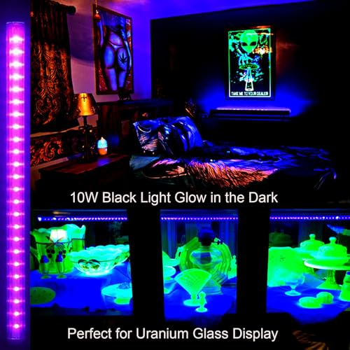 10W 1ft Blacklight Bar T5, 2 Pack UV LED Blacklight, 395-400nm Black Light Tube with USB+Switch+59in Cord, Black Lights for Glow Party, Bedroom, Body Paint, Fluorescent Poster, Birthday - size: T5-2Pack