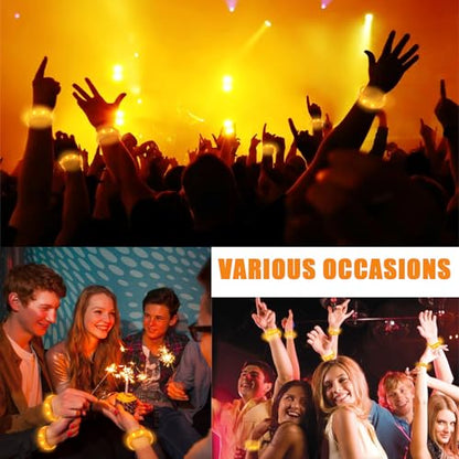 24 Pcs LED Glow Bracelets Sound Activated Led Flashing Bracelet Music Control Light Up Bracelets,Glow in The Dark Party Supplies For Birthday Carnival Concerts Night Events Christmas Gift (orange) - color: Orange