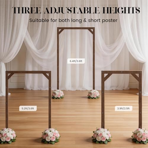Wedding Welcome Sign Stand, Adjustable Wooden Sign Holder Stand, Heavy Duty Wood Easel with Poster Design Templates & Ground Stakes for Wedding, Bridal Baby Shower, Birthday Party