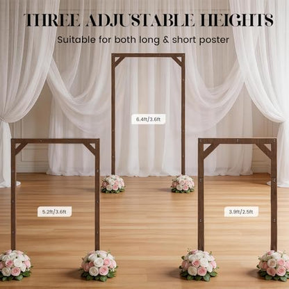 Wedding Welcome Sign Stand, Adjustable Wooden Sign Holder Stand, Heavy Duty Wood Easel with Poster Design Templates & Ground Stakes for Wedding, Bridal Baby Shower, Birthday Party