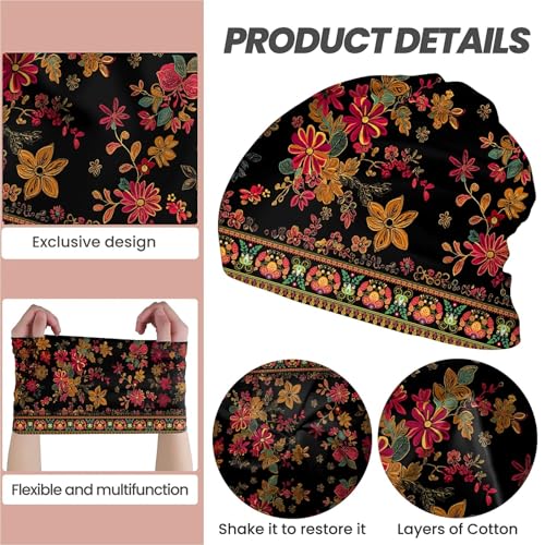 Art Owl Women's Slouchy Beanie Hat Cute Turban Hats Cancer Headwear Caps Baggy Skull Sleep Scarf - color: Bohemian Floral