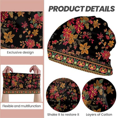 Art Owl Women's Slouchy Beanie Hat Cute Turban Hats Cancer Headwear Caps Baggy Skull Sleep Scarf - color: Bohemian Floral