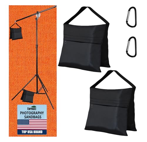 Eurmax USA 2-Pack Sandbag Weights,Photography SandBags for Light Stands and Video Equipments,Heavy Duty Saddlebags for Backdrop Stand,Tripod,Canopy,Umbrella Base,Fishing Chair and Picnic Table