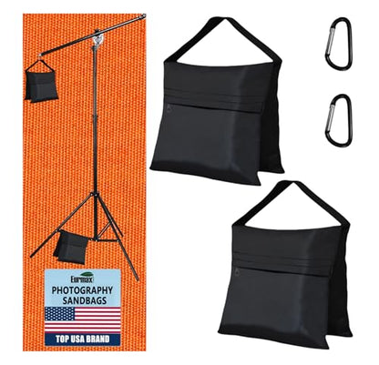 Eurmax USA 2-Pack Sandbag Weights,Photography SandBags for Light Stands and Video Equipments,Heavy Duty Saddlebags for Backdrop Stand,Tripod,Canopy,Umbrella Base,Fishing Chair and Picnic Table