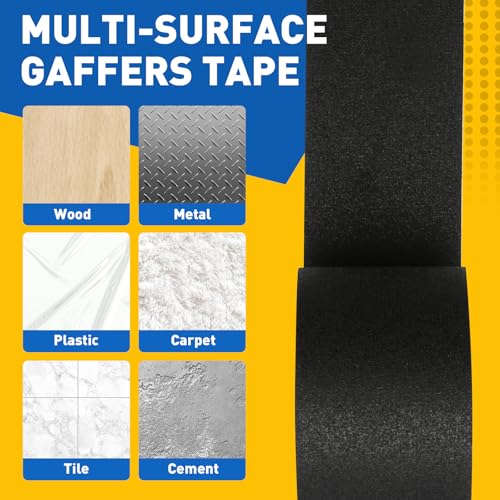 Black Gaff Tape 5 Pack, 3 Inch x 30 Yards Black Gaffers Tape, Waterproof, No Residue, Non-Reflective, Easy Tear Gaffers Stage Tape, 11 Mil Matte Gaffers Tapes for Stage, Photography, Studio.