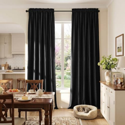 Black Velvet Curtains 72 inches for Living Room Luxury Room Darkening Noice Reducing Curtain Elegant Bedroom Thermal Insulated Modern Heavy Soft Soundproof Rod Pocket Window Drapes Set of 2 Panels - color: Black, size: 52"W x 72"L (Pack of 2)