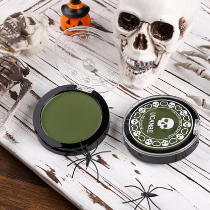 UCANBE Jungle Green Face Body Paint Makeup Foundation, Non-Toxic Cream Greasepaint, Face Painting Kit for for Kids & Adult Halloween Parties, Monster Witch Orcs Hulk Camo Hunting SFX Cosplay Costumes - color: Jungle Green