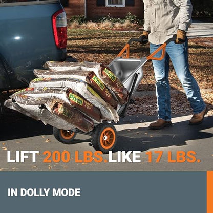 WORX Wheelbarrow Heavy Duty Dolly, 8-in-1 Aerocart Garden Cart, WG050 | lift 200 lbs like lifting 17 lbs; 8-in-1 versatility; smart 2-wheel design; heavy-duty durable construction - style: 8-in-1 Aerocart Wheelbarrow