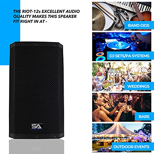 Seismic Audio Speakers Riot-12, Pair of Premium PA/DJ 2-Way Active PA/DJ Speakers, 12”, Bluetooth, DSP, Built in Mixer & Class D Amplifier