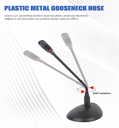 Podium Condenser Gooseneck Microphone,XLR Wired Connection for PC or Laptop with 3.5mm Adapter,Mute Button with LED Indicator,360° Adjustable Hose for Conferencing,Churches,Podcasting