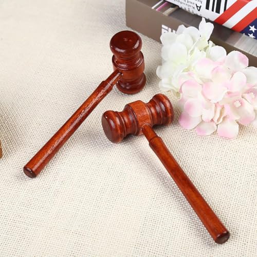 2Pcs Red Wood Judge Gavels Auction Court Gavels Wooden Judge Hammers Wood Hammer Props Judge Costume Accessories for Lawyer Courtroom 3.2 x 6.7 x 17.4 cm，Desk Accessories and Workspace Organizers