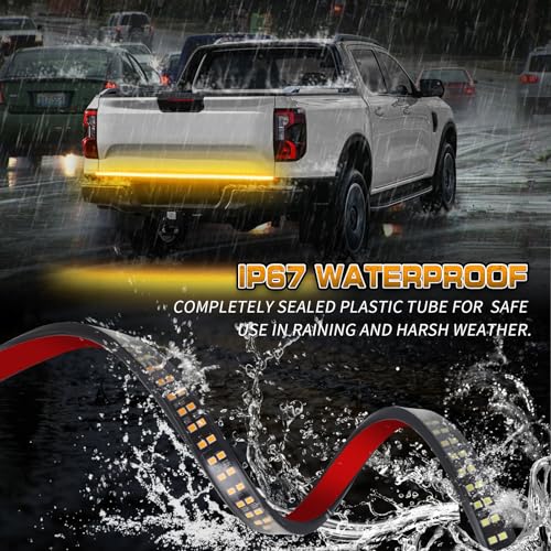 XRIDONSEN 48 inch 288 LED Tailgate Strobe Lights Amber Emergency Lights | Front/Rear Flashing Warning Hazard Caution Safety Light Strip for Tow Plow Trucks Construction Vehicles Pickup Trailer - color: Amber