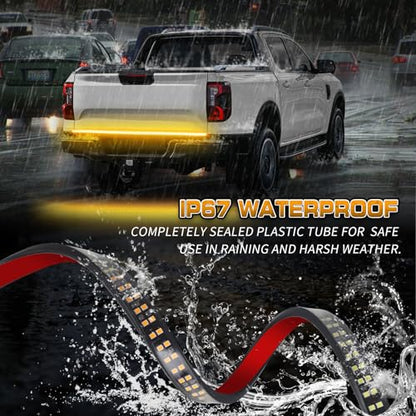 XRIDONSEN 48 inch 288 LED Tailgate Strobe Lights Amber Emergency Lights | Front/Rear Flashing Warning Hazard Caution Safety Light Strip for Tow Plow Trucks Construction Vehicles Pickup Trailer - color: Amber