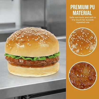 BESPORTBLE Fake Burger Model Realistic Burger Prop for Food Photography Desktop Ornament Pu Play Food for Kitchen Shop Window Dessert Cabinet Holiday Display 3.74 X 3.74 X 2.95 in