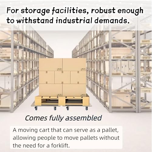 Furniture Dolly 4 Wheels, Furniture Movers, 2 Packs 2200 lb Load Capacity Heavy Duty Real Wood Dolly, Multifunctional Moving cart with 4 Soft Rubber Silent Wheels （2 with Brake+ 2 Without） - size: Real Wood Dolly with Brake Wheels