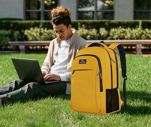 MATEIN Yellow Travel Laptop Backpack, 15.6 Inch Computer Student Bookbag | Anti Theft, Water Resistant, Breathable, Sturdy Lightweight College Backpack, Carry On Personal Item Bag, Gifts for Women Men - color: Yellow, size: 15.6 Inch