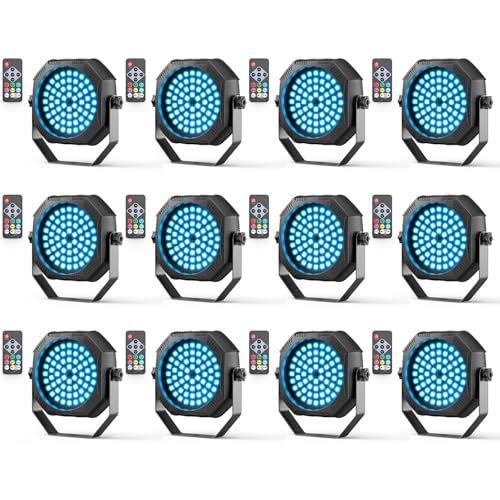 Battery Powered Stage Lights, Rechargeable Strobe Lights USB Powered Auto Sound Activated Control, 30W RGB LED Wireless Uplights for Events Wedding Party DJ Stage Dance - 12Packs - color: 12Pcs