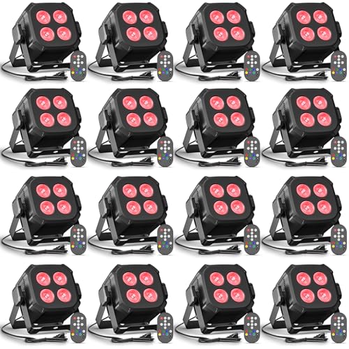 Mini Stage Lights, Corded 4 * 8w Led Par Lights, Lightweight RGBW 4IN 1 Uplights with DMX512, Sound-Activated Controlled, 4/8 CH Par Can for Party, Home, Disco, 16 Pack - color: 16 PACK