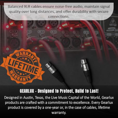 Gearlux XLR Microphone Cable, Fully Balanced, Male to Female, 25 Feet - 3 Pack - size: 25 Ft, style: 3 Pack