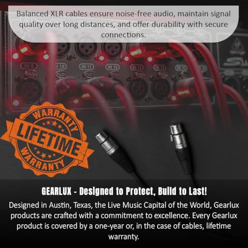 Gearlux XLR Microphone Cable, Fully Balanced, Male to Female, 50 Feet - 3 Pack - size: 50 Ft, style: 3 Pack