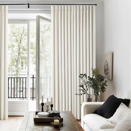 Natural Cream Pinch Pleated Full Blackout Curtains 100 Inches Long 2 Panels - color: Natural Linen, size: 40"W x 100"L (Pack of 2)