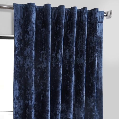 HPD Half Price Drapes Lush Crush Velvet Curtains - Room Darkening Curtain 96 Inches Long for Bedroom & Living Room, Luxury Look, Rod Pocket Design, (1 Panel), 50W x 96L, Sapphire Blue - color: Sapphire Blue, size: 50"W x 96"L (Pack of 1)