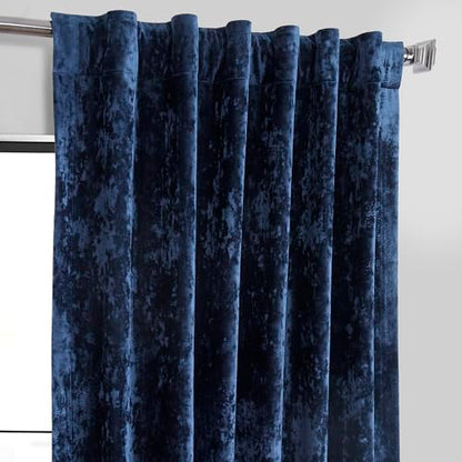 HPD Half Price Drapes Lush Crush Velvet Curtains - Room Darkening Curtain 96 Inches Long for Bedroom & Living Room, Luxury Look, Rod Pocket Design, (1 Panel), 50W x 96L, Sapphire Blue - color: Sapphire Blue, size: 50"W x 96"L (Pack of 1)