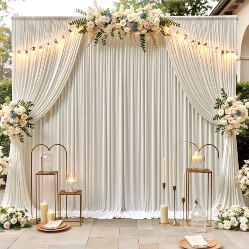 40x12 ft Beige Backdrop Curtains for Weddings Parties, Birthdays and Photos - color: Beige, size: W5' x H12'(8 panels)