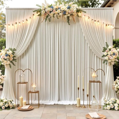 40x12 ft Beige Backdrop Curtains for Weddings Parties, Birthdays and Photos - color: Beige, size: W5' x H12'(8 panels)
