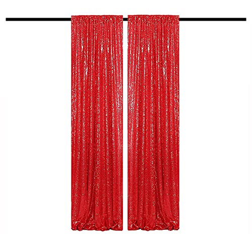 Red Sequin Backdrop Curtains Glitter Drapes 2FTx8F 2 Panels for Wedding Birthday Party Decorations Bridal Baby Shower Party Supplies Sparkly Photography Background | for Wedding Birthday Party Decorations Bridal Baby Shower Party Supplies Sparkly Photogra
