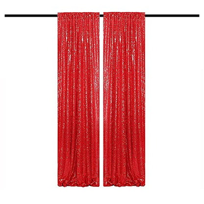 Red Sequin Backdrop Curtains Glitter Drapes 2FTx8F 2 Panels for Wedding Birthday Party Decorations Bridal Baby Shower Party Supplies Sparkly Photography Background | for Wedding Birthday Party Decorations Bridal Baby Shower Party Supplies Sparkly Photogra
