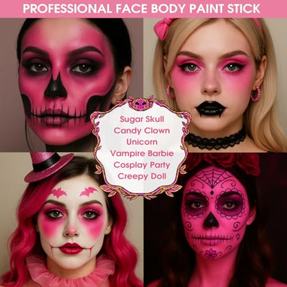 BADCOLOR Pink Face Body Paint Stick, Cream Blendable Full Coverage Eye Black Facepaints for Adult, Professional Hypoallergenic Face Painting Kit for Halloween Special Effects Cosplay Party - color: 1PCS Pink