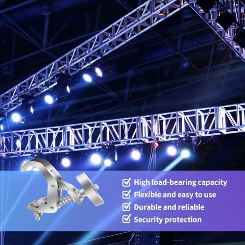 6 Pack Truss Clamp 1.57-2.4 Inch Stage Lighting Clamps Heavy Duty DJ Light Clamps Aluminum Alloy lighting C-Clamp Fit for 40-61 mm OD Tube/Pipe
