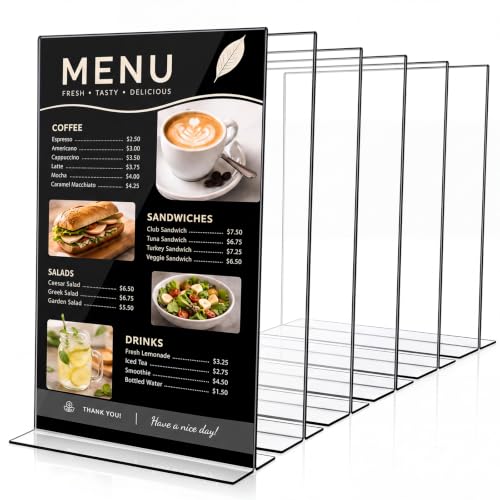 Motiskyy 4 Pcs 11 x 17" Clear Acrylic Sign Holder Vertical Table Tent Photo Frame Sign Menu Display Stand for Tabletops Reception Areas Restaurants Office Home - style: Vertical