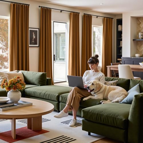 jinchan Velvet Blackout Curtains for Bedroom 84 Inch Long Thermal Insulated Living Room Darkening Curtains Luxury Gold Brown Room Curtain Plush Light Blocking Privacy Window Drapery Rod Pocket 1 Panel - color: Gold Brown, size: 52"W x 84"L (Pack of 1)