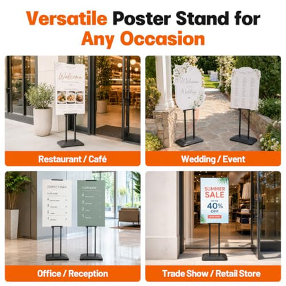 2 Pack Pedestal Poster Stands for Display, Adjustable Heavy Duty Poster Board Stand Height Up to 80", Double-Sided Floor Standing Sign Holder for Foam Board & Banner Signs, Black - size: 2Pack Pedestal Poster Stand