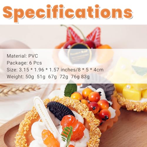 6Pcs Artificial Simulation Fake Cake Cupcakes Model, 3 inch Fake Pie Pastries Muffins Desserts, Realistic Faux Cake Food Props Fits for Photography Kitchen Home Wedding Display Bakery Party Decoration