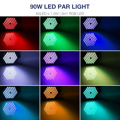 90W Dimmable RGB Battery Par Lights by Remote & DMX Control (2Pack) | 20H Single Color 5H Charging, Rechargeable LED Par, Uplight for DJ Party Event Wedding Church Concert Band Club
