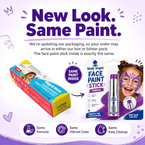 Blue Squid Purple Face Paint Stick - Water based Body Paint for Adults & Kids - Vegan Hypoallergenic Twist-Up Non-Toxic Makeup Stick for Cosplay, & SFX (Purple) - color: Purple