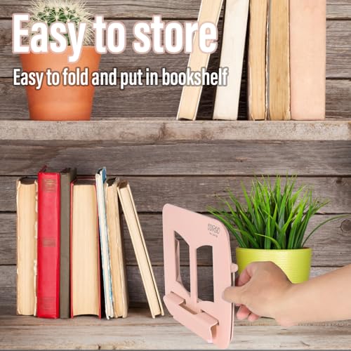 Book Stand, Music Stand, Book Holder, Portable Cookbook Stand, Book Stand for Reading, Recipe Book Holder, for Kids boy Girl, Back to School Supplies (11.82" * 8.26") - color: A2(pink+white)