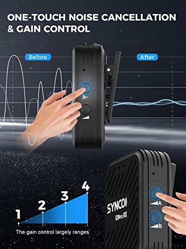 SYNCO Wireless Lavalier Microphones & System, G1(A2) Pro Lapel Mic Dual Pack with Charging Case Noise Cancellation 492FT 8H for Online Class/YouTube/Tiktok, Vlogging-Lav-Mics-for-Camera