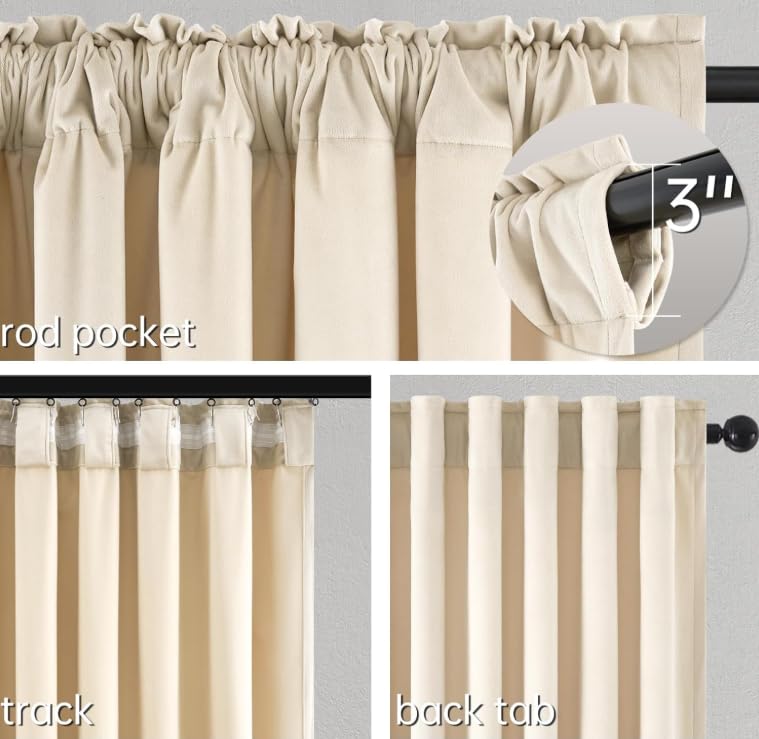 Topfinel Velvet Curtains 84 inches Long Beige Modern Elegant Luxury Light Blocking Privacy Window Treatments for Living Room Bedroom,Soft Velvet Curtain Rails Ceiling Mount 2 Panels,W42 x L84 - color: Beige, size: 42"W x 84"L (Pack of 2)