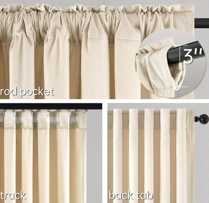 Topfinel Velvet Curtains 84 inches Long Beige Modern Elegant Luxury Light Blocking Privacy Window Treatments for Living Room Bedroom,Soft Velvet Curtain Rails Ceiling Mount 2 Panels,W42 x L84 - color: Beige, size: 42"W x 84"L (Pack of 2)