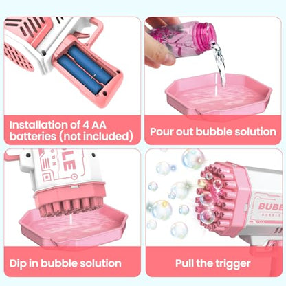 JONEG Toys for 3-8 Year Old Boys Girls Kids- Bubble Machine for Kids, Gifts - color: Pink+pink