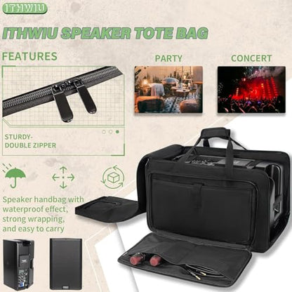 Speaker Carrying Bag with Thickened Sponge for Compact 15" Speaker Cabinets; Heavy-Duty Fits QSC K15, Yamaha DXR15 and more (IT-TOTE15), Black - size: 15'' Speaker